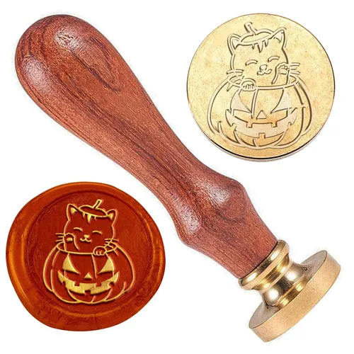 Miniatura 11 de Sello de sellado de cera de atardecer, cabeza de sello de cera de latón de 1 pulgada con mango de madera, sello de cera de montaña vintage
