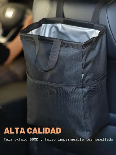 Miniatura 6 de Ginsco Nueva Bolsa de basura de viaje a prueba de fugas, 3.5 galones, gran capacidad, para colgar en el automóvil, con tapa de gancho y bucle