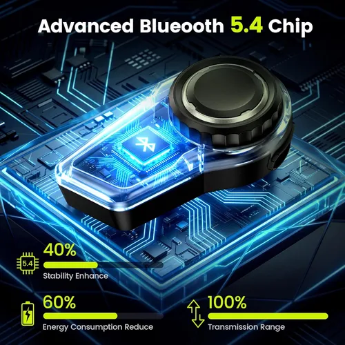 Miniatura 3 de X10 - Auriculares Bluetooth para casco de motocicleta V5.4, sistema de comunicación de intercomunicación de grupo de 10 jinetes, cancelación