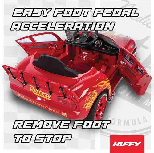 Miniatura 5 de Huffy Lightning McQueen - Auto de juguete de 6 V con faros delanteros y sonidos del motor, pedal de conducción, hasta 2.5 MPH, edades de 3 a 7 años
