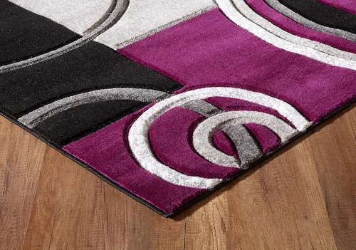 Miniatura 6 de GLORY RUGS Alfombra de área moderna de 8x10 pies morada, suave, tallada a mano, alfombra de piso contemporánea con textura esponjosa premium
