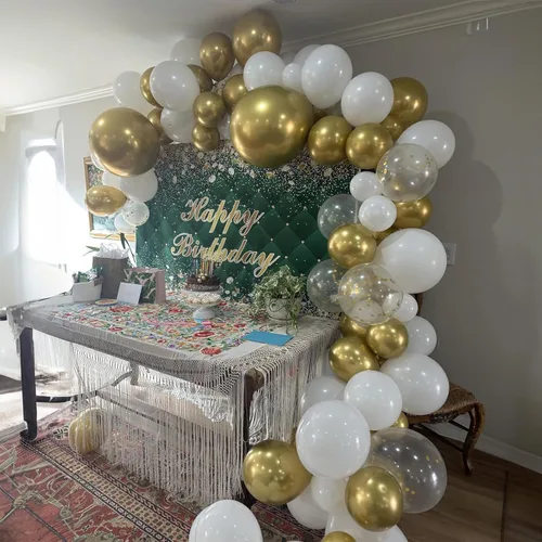 Miniatura 6 de Globos blancos y dorados, paquete de 60 globos de 12 pulgadas de oro metálico, globos de látex perla blanca y globos de confeti dorados para Oro