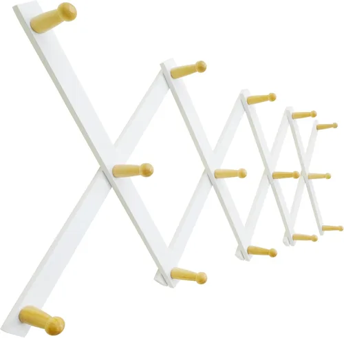 Miniatura 42 de SKOLOO Perchero para sombreros de pared con 17 ganchos, madera maciza, moderno, ampliable, perchero de pared para abrigos, sombreros, bolsos, gorras