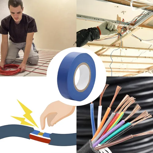 Miniatura 5 de 2 rollos de cinta eléctrica de color azul – Cinta eléctrica de aislamiento impermeable y resistente al calor para cableado, automoción, reparación