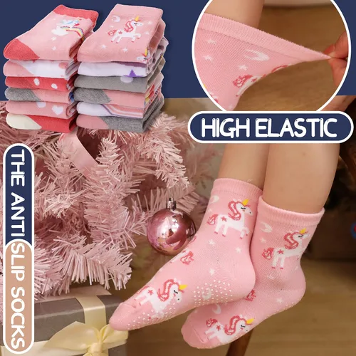 Miniatura 2 de ANTSANG Calcetines de algodón a rayas de unicornio para bebés, niñas y niños pequeños