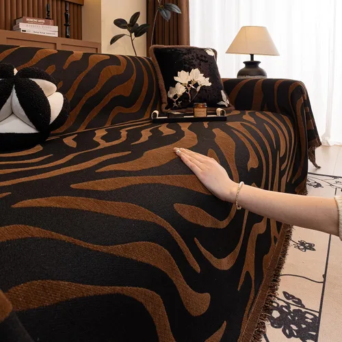 Miniatura 9 de ROOMLIFE Funda de sofá con estampado de leopardo para sofá de 3 plazas, lavable, protector de muebles para perros, funda de sofá suave