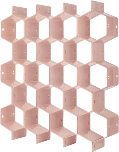 Miniatura 11 de Poeland Organizador de Cajones con Divisores Ajustables DIY en Malla de Panal de Abejas para Ropa Interior, Cinturones, Bufandas, Calcetines, Rosa