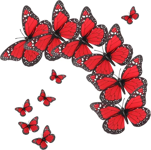 Miniatura 8 de Syhood 24 piezas de decoraciones de mariposa monarca verde esmeralda de 4.7 pulgadas, artificiales 3D falsas grandes mariposas verdes salvia