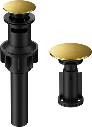 Desagüe para lavabo con rebosadero, tapón para lavabo Hurran para mueble de baño con fregadero de recipiente, desagüe emergente de plástico de