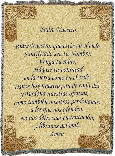 Miniatura 4 de Manta de oración del Señor en español – Nuestro Padre – Tapiz de regalo religioso tejido de algodón – Fabricado en los Estados Unidos