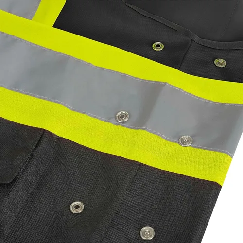 Miniatura 9 de Pioneer Chaleco de seguridad para hombre – Hi Vis reflectante neón sólido, 8 bolsillos, cremallera, ajustable para construcción, tráfico, trabajo