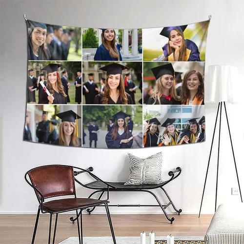 Miniatura 21 de Nsipan Tapiz personalizado para subir imágenes, texto fotográfico, decoración de pared, colección de collage de dormitorio, decoración