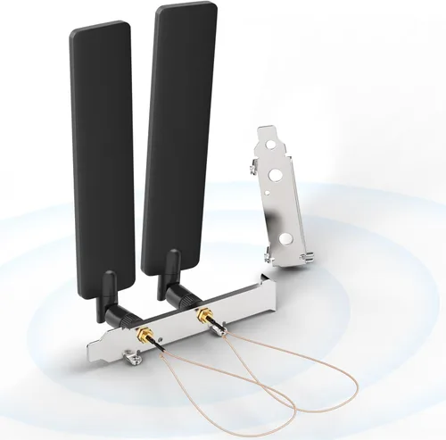Miniatura 9 de Bingfu Antena WiFi de tres bandas 2.4GHz 5GHz 6E Wifi6 y cable de 8 pulgadas con soporte de ranura para tarjeta de red inalámbrica Intel M.2 NGFF