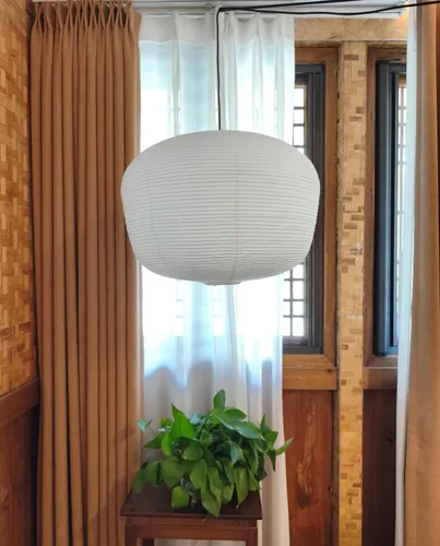 Miniatura 2 de Linterna de papel grande de 19.69 pulgadas, pantalla de lámpara de papel de calabaza de cera blanca, pantalla de lámpara de papel de arroz plegable