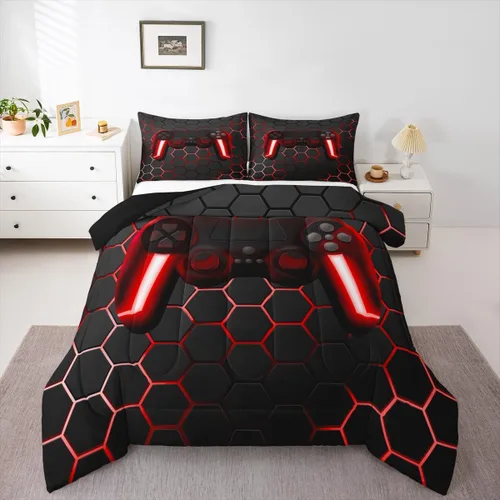 Miniatura 37 de Edredón de videojuegos para niños y adolescentes, juego de ropa de cama individual, juego de edredón para niños y jugadores, decoración del hogar