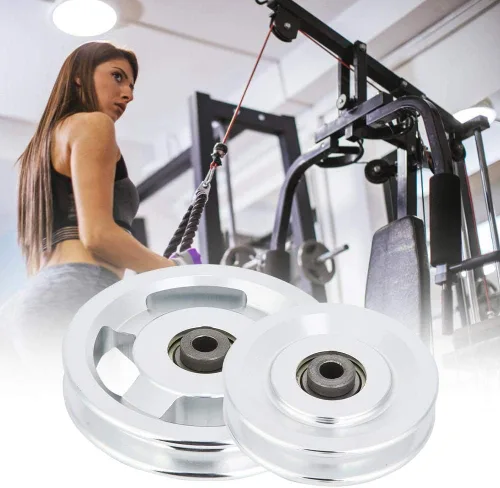 Miniatura 4 de Polea de rodamiento de fitness portátil de aleación de aluminio accesorio de entrenamiento de fuerza Equipo de gimnasio en casa 1 unids (??4.528 in)