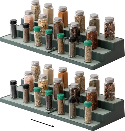 Miniatura 7 de SIMPLEMADE Organizador de especias de 3 niveles, estante de almacenamiento versátil para cocina, baño, dormitorio y oficina, juego de 1, transparente