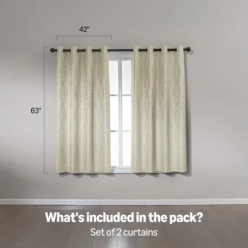 Miniatura 5 de Amazon Basics Cortinas Jacquard 100% opacas de 2 piezas, cortinas para sala de estar y dormitorio, tratamiento de ventana con aislamiento térmico