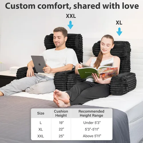 Miniatura 6 de ENITYA Almohada ergonómica XL de 22 pulgadas para sentarse, cojín de respaldo para reclinarse, jugar, descansar, ver la televisión, recuperarse