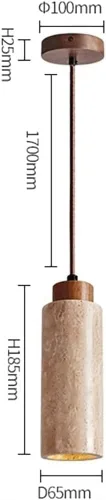 Miniatura 3 de Long Tube Stone Pendant Light Japanese Retro Bedside Hanging Lamp E27 Lighting Fixtures Natural Yellow Travertine Chandelier Industrial Flute