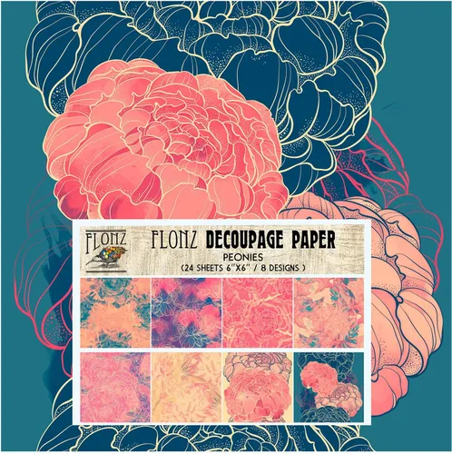 Miniatura 14 de Decoupage - Paquete de papel (24 hojas de 6 x 6 pulgadas), diseño de flores de viento y vegetación # Papel vintage para decoupage, manualidades