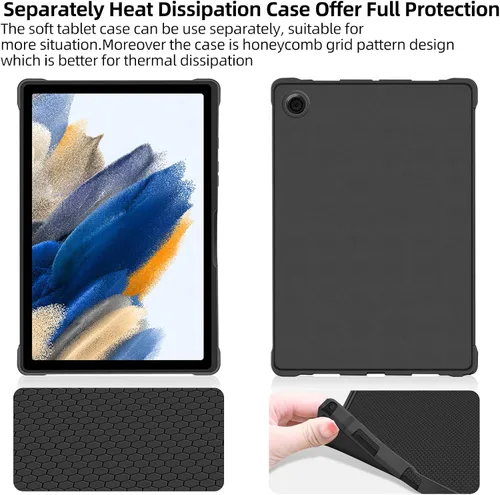 Miniatura 6 de JUQITECH Funda de teclado retroiluminada para Samsung-Galaxy-Tab A8 10.5 2022, funda magnética fuerte para libros, funda suave desmontable teclado