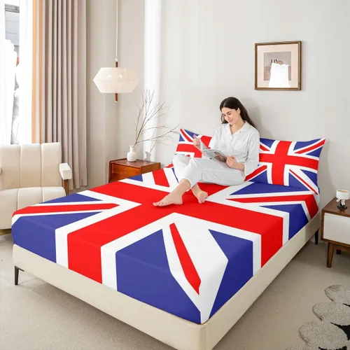 Miniatura 19 de Erosebridal American Flag Fitted Sheet Twin, Hockey Bedding Set United States Sports Games Bed Sheets for Kids Boys Teens Bedroom, Red White