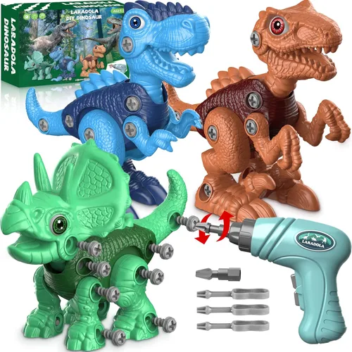 Laradola Juguetes de dinosaurio para niños de 3, 4, 5, 6, 7, 8 años, juguetes de dinosaurio desarmables para niños de 3 a 5 y de 5 a 7 años, Verde