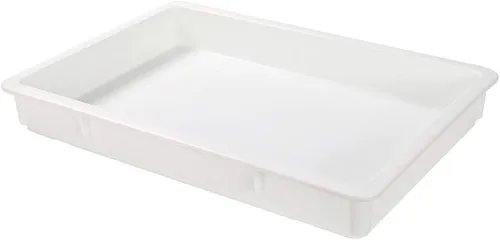 Miniatura 2 de Caja de prueba de 26 x 18 x 3 pulgadas, 1 caja de masa rectangular – apilable, lavavajillas, cajas de plástico blanco para masa de pizza, duraderas