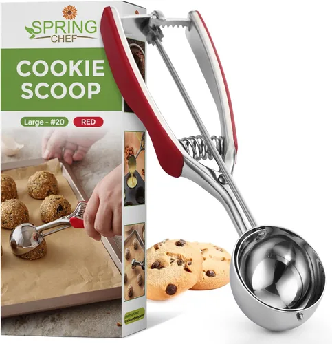 Miniatura 16 de Spring Chef Rojo Mediano 1.7 Cucharadas Cuchara para Galletas para Hornear - Cuchara Bolera para Melón de Acero Inoxidable #40 con Liberación
