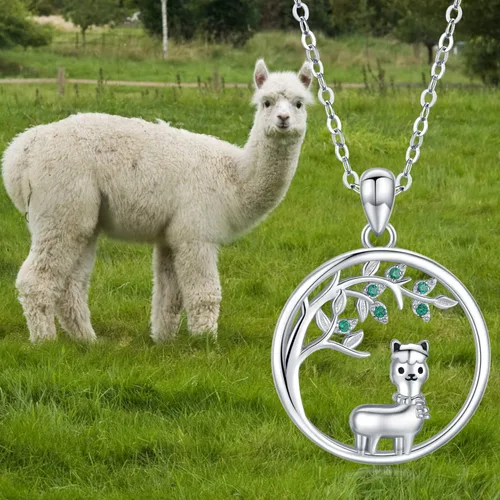 Miniatura 7 de JUSTKIDSTOY Collar con colgante de árbol de la vida, diseño de mariquitaunicorniolama, plata de ley 925, joyería de animales lindos regalos