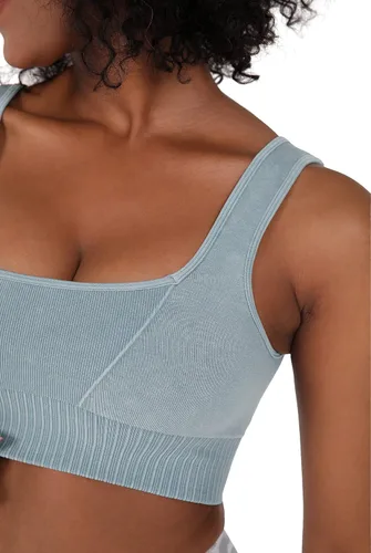 Miniatura 4 de ODODOS Sujetador deportivo sin costuras con cuello cuadrado para mujer, camiseta sin mangas acanalada, casual, espalda baja