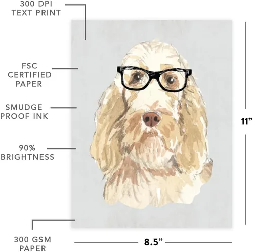 Miniatura 98 de Andaz Press Póster impreso para pared de perro, 8.5 x 11 pulgadas, Bulldog inglés con gafas negras, 1 paquete, regalo de cumpleaños de Navidad, sin