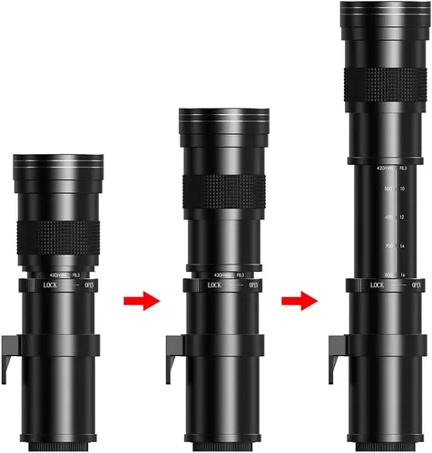 Miniatura 6 de 420-800mm f/8.3 Lente teleobjetivo Zoom para cámara SLR para Canon T7i T6 T6i T6s T7 T8i T3i, T4i, T5, T5i, SL2, SL1 4000D 2000D 80D 90D 5D III 6D