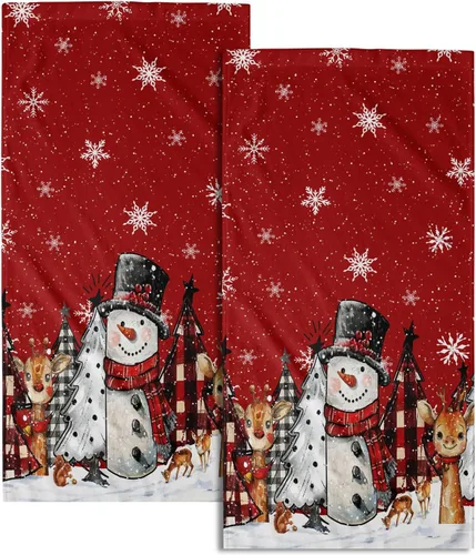 Miniatura 44 de Winter Trees - Juego de 2 toallas de mano de 28 x 14 pulgadas, diseño de árbol de pino de nieve, color beige, absorbente, de microfibra, para baño
