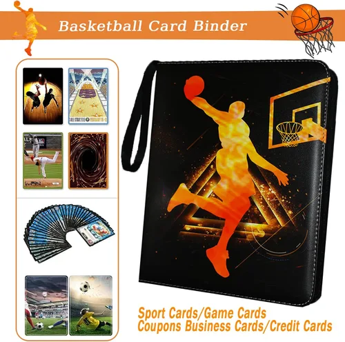 Miniatura 4 de Carpeta de Tarjetas de Baloncesto 900 Bolsillos, Porta Tarjetas de Coleccionistas, Álbum de Tarjetas de Baloncesto de 9 Bolsillos con 50 Fundas
