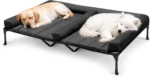 Miniatura 15 de Veehoo Cama elevada refrescante para perros + cojín doble impermeable para dos perros medianos, cama elevada para perros con tapete de apoyo