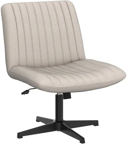 Miniatura 5 de LEMBERI Silla de escritorio acolchada de tela, sin ruedas, giratoria ancha sin brazos, mecedora de 120°, respaldo medio, ergonómica, para oficina
