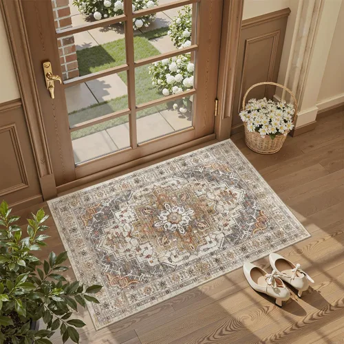 Miniatura 551 de Madane Tapete lavable de 2 x 10 pies para pasillo, cocina, recibidor, clásico, suave, antideslizante para interiores, casa de campo, baño, sala