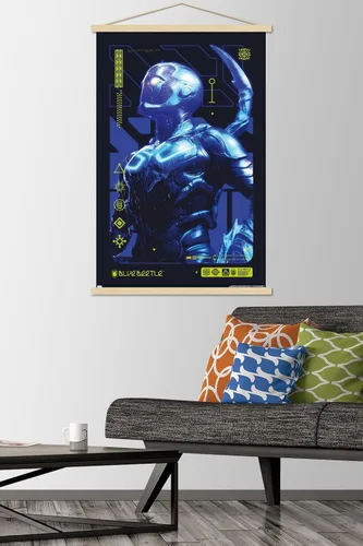 Miniatura 2 de Trends International DC Comics Movie Blue Beetle - Póster de pared Biotech, 22.37 x 34.00 pulgadas, paquete de impresión y colgador de madera de haya