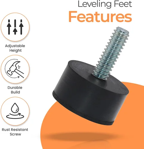 Miniatura 4 de NEWBYTEK 1/4-20 Pies niveladores de goma, atornillables para sillas de muebles, 8 piezas Solid waterproof base, non-slip grip prevents floor