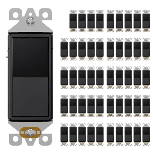 Miniatura 22 de AIDA Paquete de 1 interruptor de luz basculante Decora de 3 vías, interruptores de luz eléctricos con conexión a tierra automática de 15 amperios