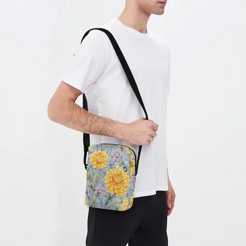 Miniatura 7 de Vintage Dahlia Flower Yellow Purple messenger bag cute green crossbody bags for women Casual Purse Lady Shoulder Handbags Adjustable Strap for