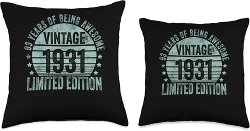 Miniatura 3 de Retro 93rd Birthday Gifts Men Women Throw Pillow