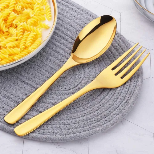 Miniatura 3 de Buyer Star Utensilios para servir ensaladas, acero inoxidable de 10 pulgadas de mango largo, para bufé, fiesta, catering, cucharas