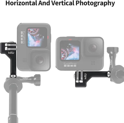 Miniatura 2 de HSU Adaptador de soporte vertical de aluminio con 1/4 "- 20 agujeros para Gopro Hero 13/12/11/10/9/8/7/6/5/4 AKASO Campark Insta360 DJI Osmo Action