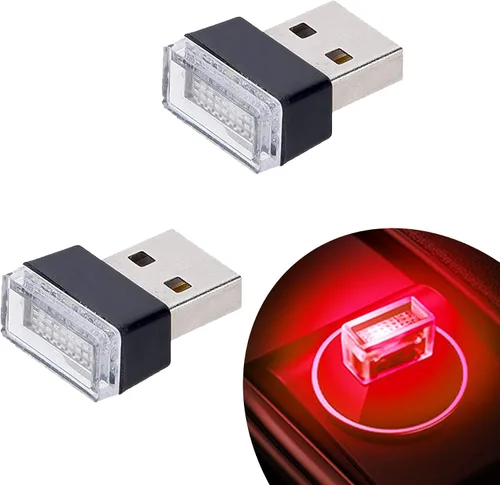Miniatura 7 de Febrytold - 2 unidades de luces LED USB miniatura universales azules para el interior del automóvil, luces ambientales para crear una atmósfera