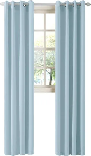 Miniatura 26 de LA PALMA Cortinas opacas con aislamiento térmico y ojales, para sala de estar, dormitorio, paquete de 2 paneles