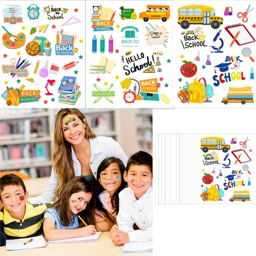 CupaPlay 440 piezas de tatuajes temporales de bienvenida de regreso a la escuela, suministros de recuerdos de fiesta, suministros para el primer