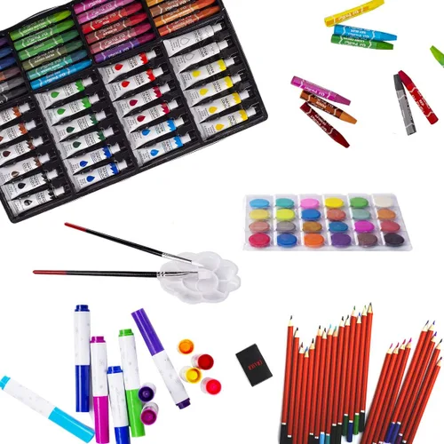 Miniatura 7 de KINSPORY - Juego de utensilios de arte, 139 piezas de pintura y dibujo, kit de suministros de arte con 2 blocs de bocetos, juego de arte de lujo